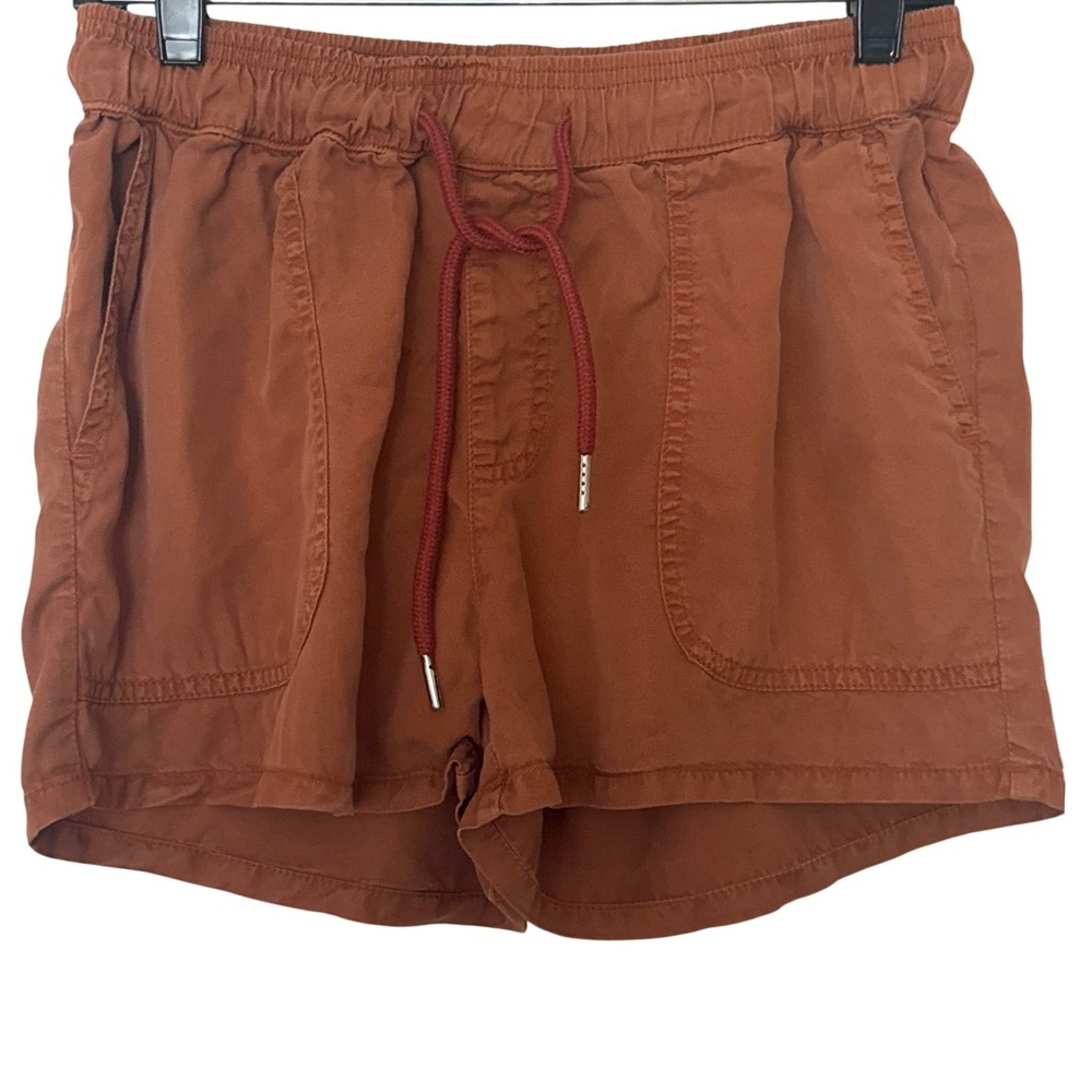 Quince Shorts Womens Small Rust Brown 100% Lyocell Drawstring Utility Casual - Picture 1 of 6
